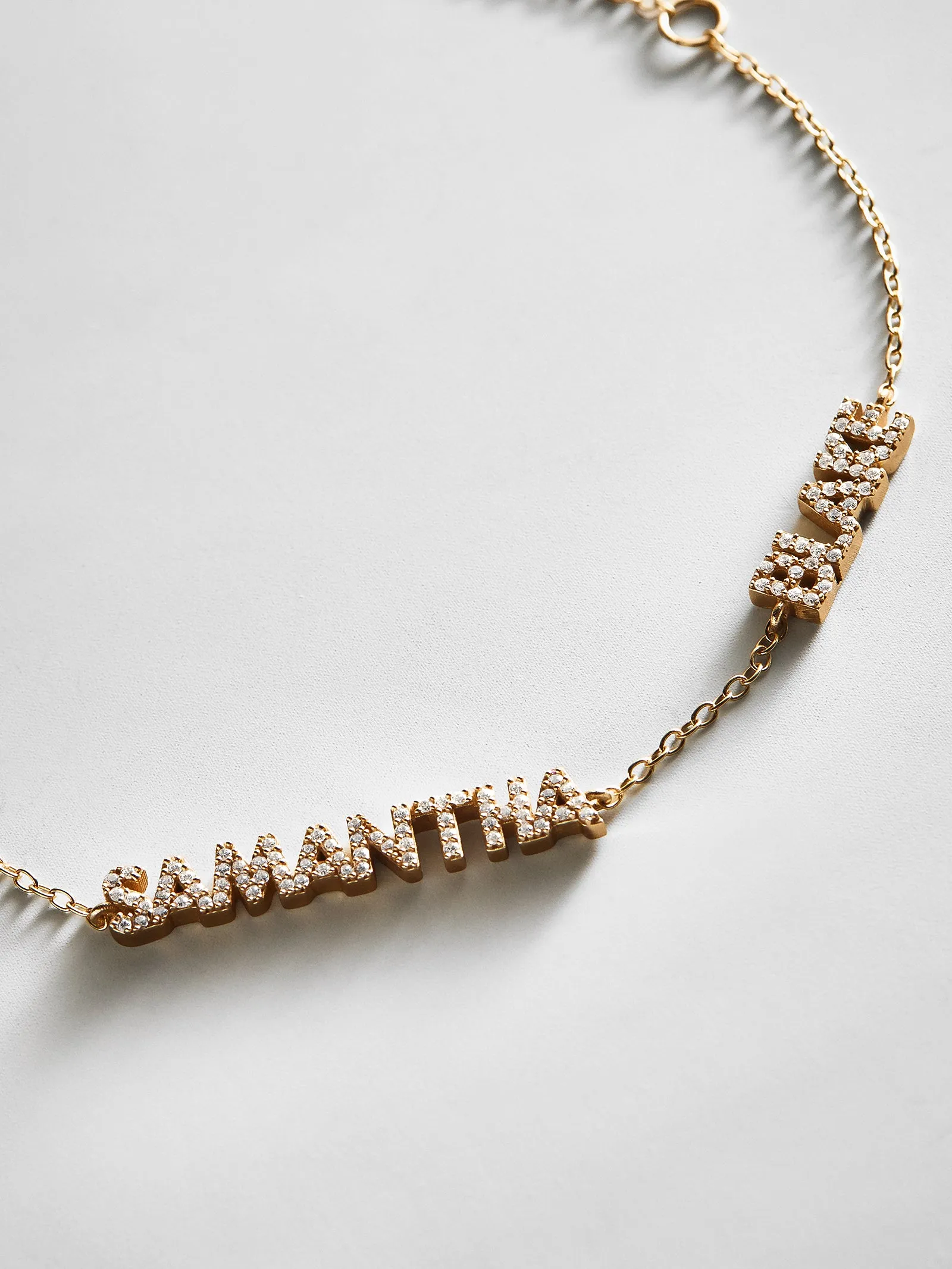 14K Gold/Pavé Custom Block Multi Name Bracelet - 2 Names sold by BaubleBar product image thumbnail 3