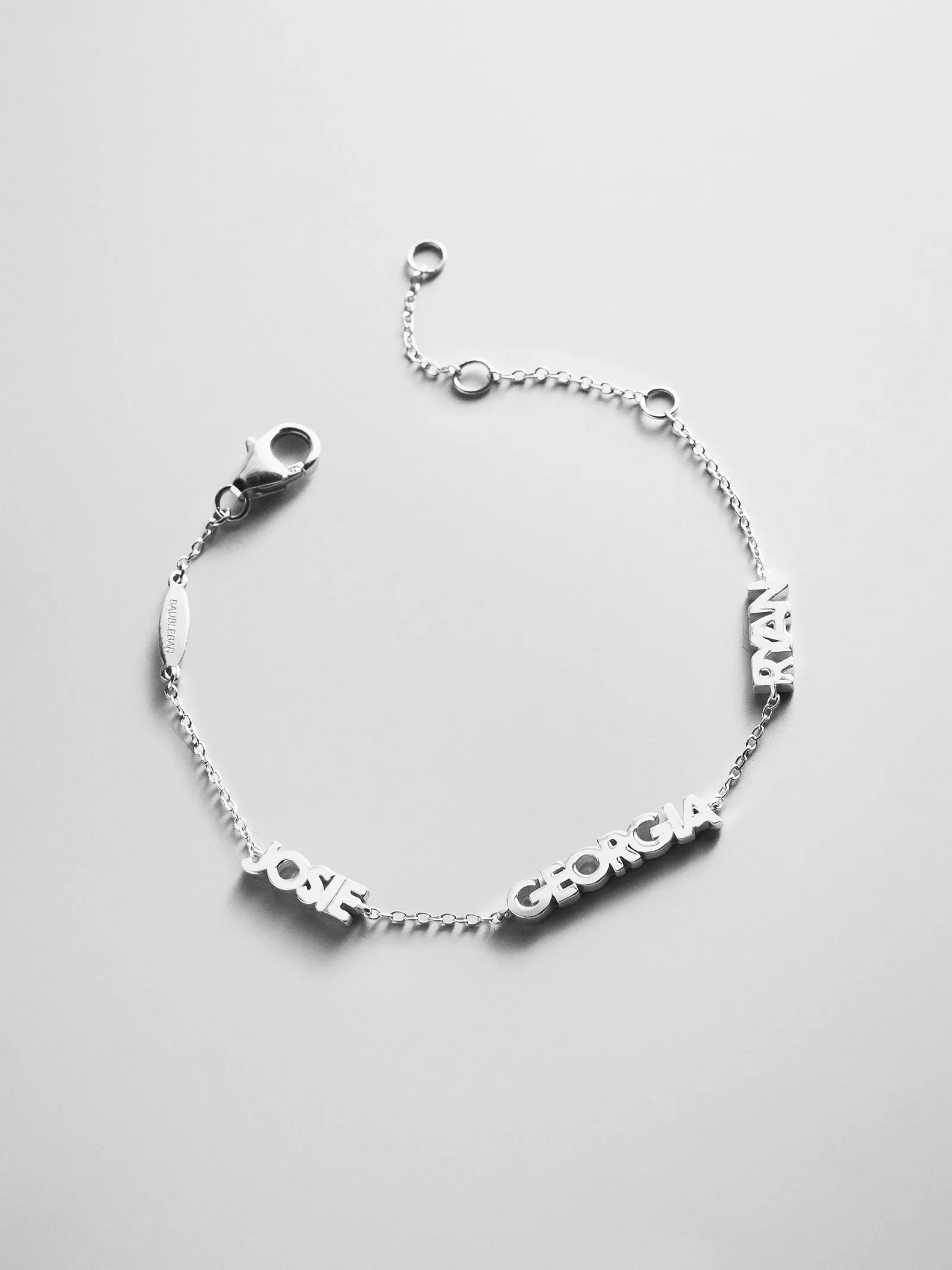 Sterling Silver Custom Block Multi Name Bracelet - 3 Names sold by BaubleBar product image thumbnail 4
