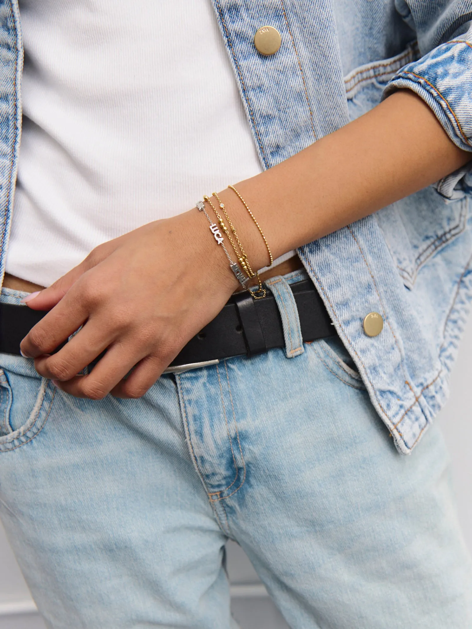 Sterling Silver Custom Block Multi Name Bracelet - 3 Names sold by BaubleBar product image thumbnail 2