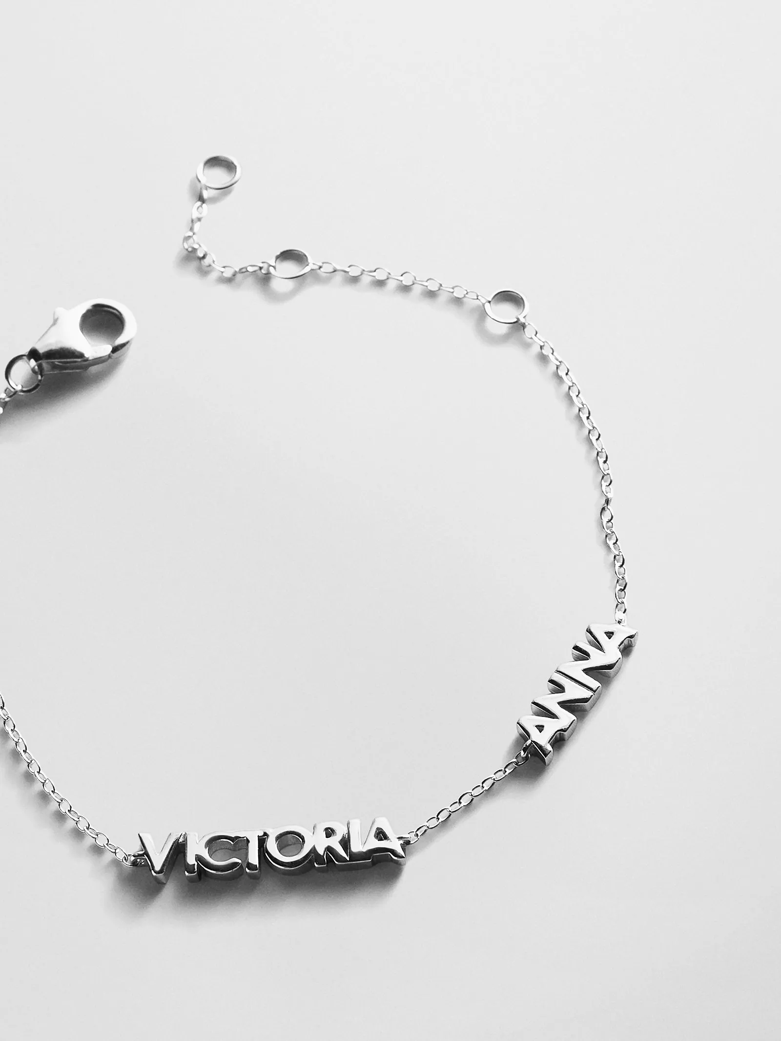Sterling Silver Custom Block Multi Name Bracelet - 2 Names sold by BaubleBar