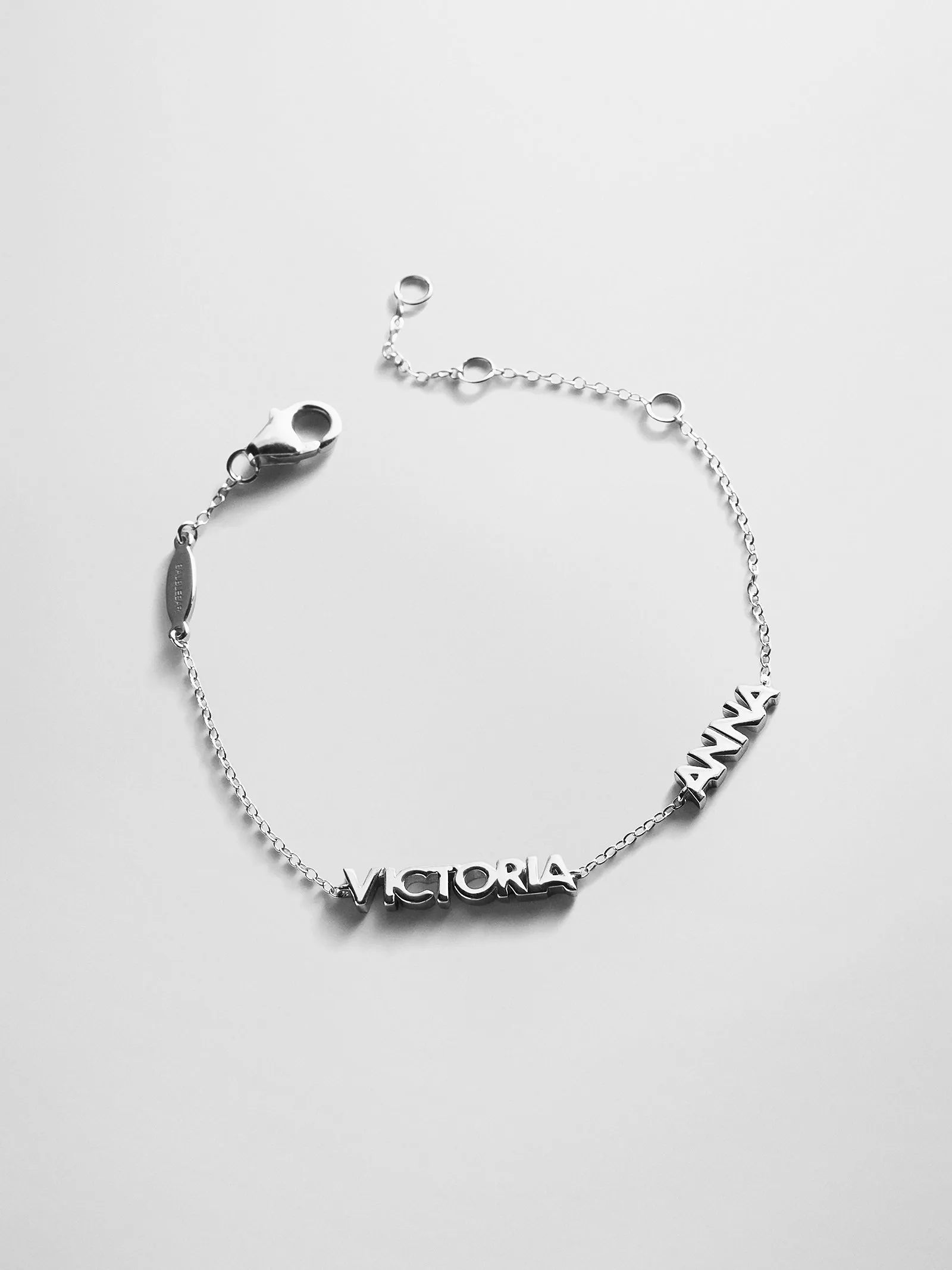Sterling Silver Custom Block Multi Name Bracelet - 2 Names sold by BaubleBar product image thumbnail 4