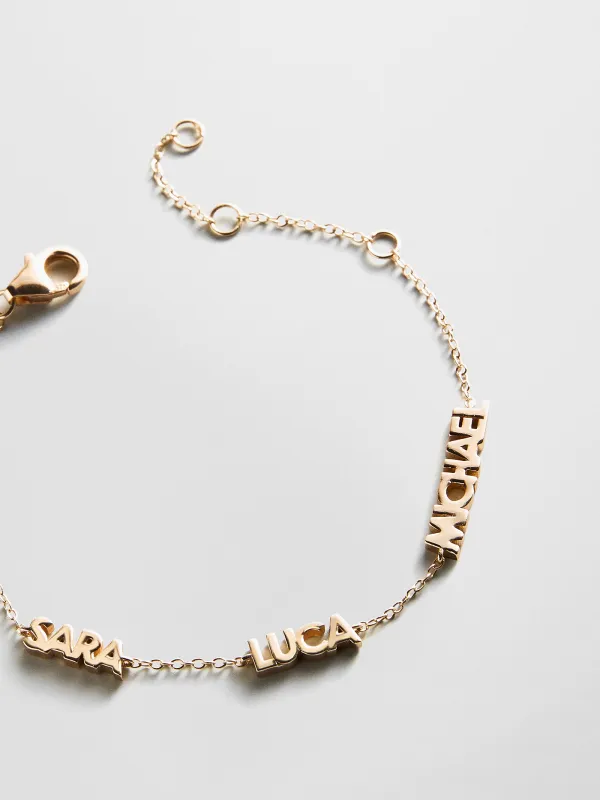14K Gold Custom Block Multi Name Bracelet - 3 Names made by BaubleBar