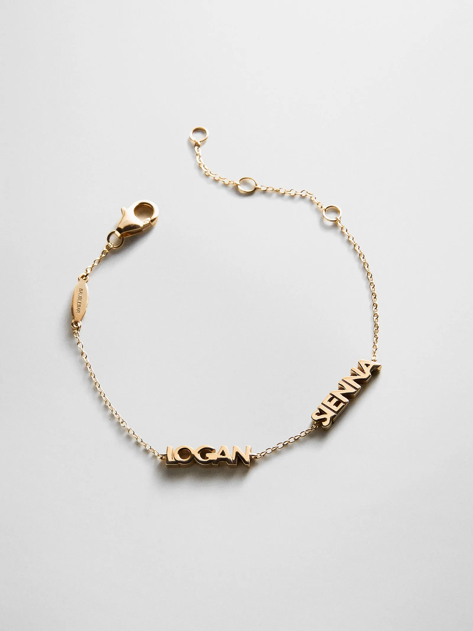 14K Gold Custom Block Multi Name Bracelet - 2 Names sold by BaubleBar product image thumbnail 4