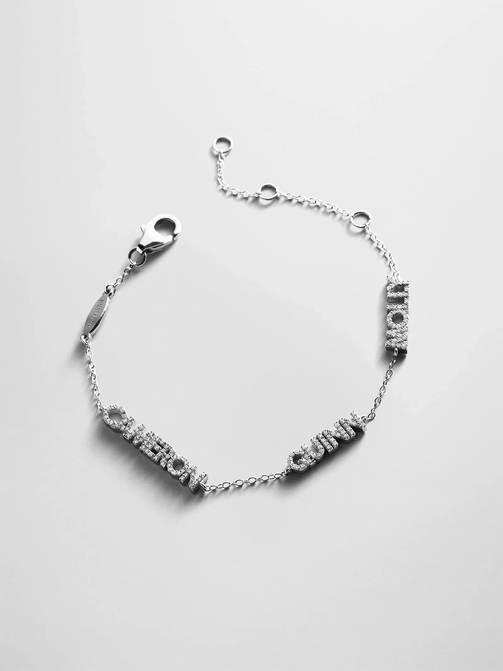 Sterling Silver/Pavé Custom Block Multi Name Bracelet - 3 Names sold by BaubleBar product image thumbnail 4