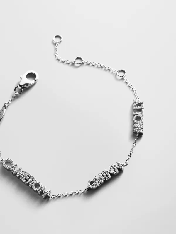 Sterling Silver/Pavé Custom Block Multi Name Bracelet - 3 Names made by BaubleBar