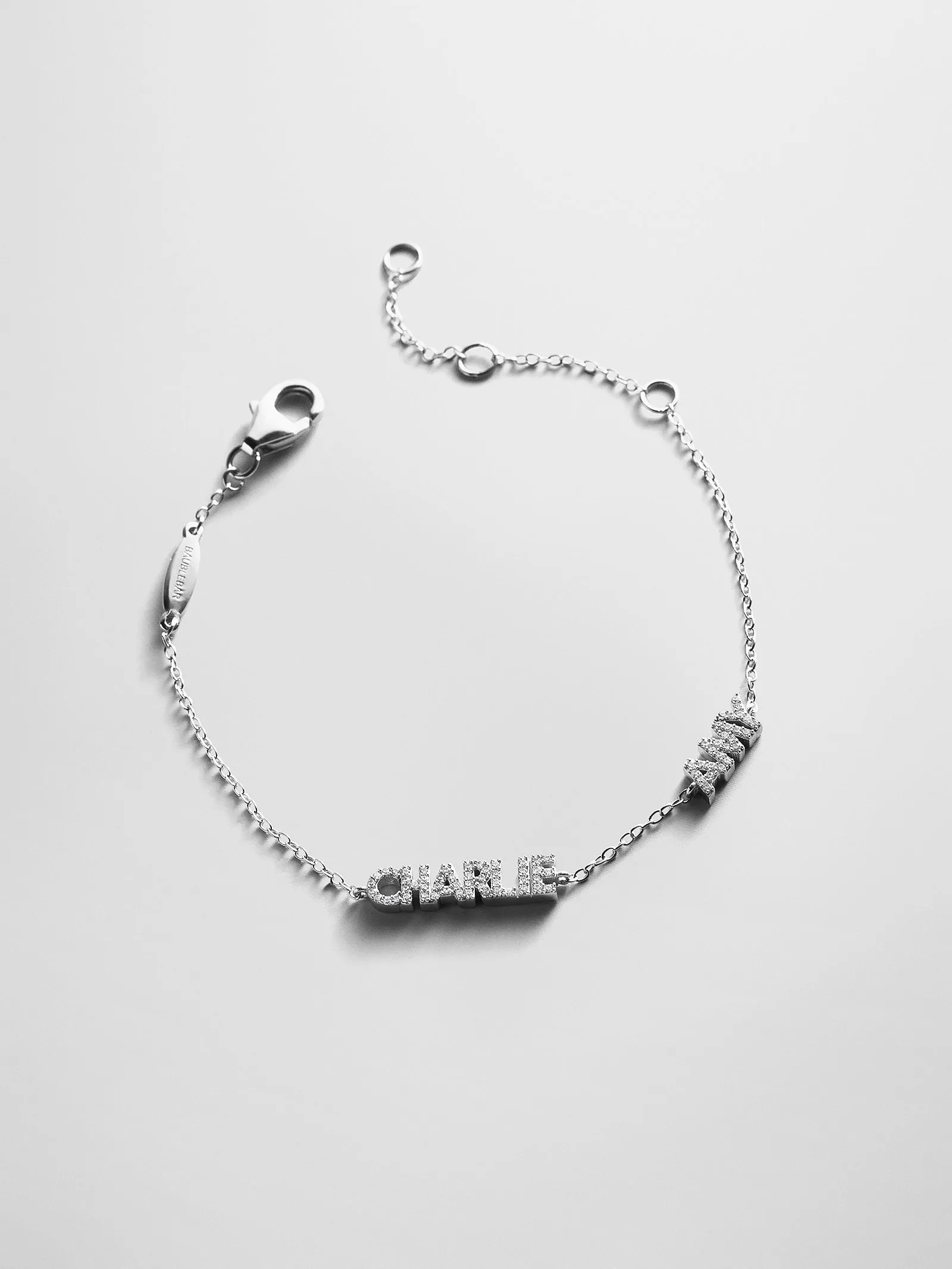 Sterling Silver/Pavé Custom Block Multi Name Bracelet - 2 Names sold by BaubleBar product image thumbnail 4