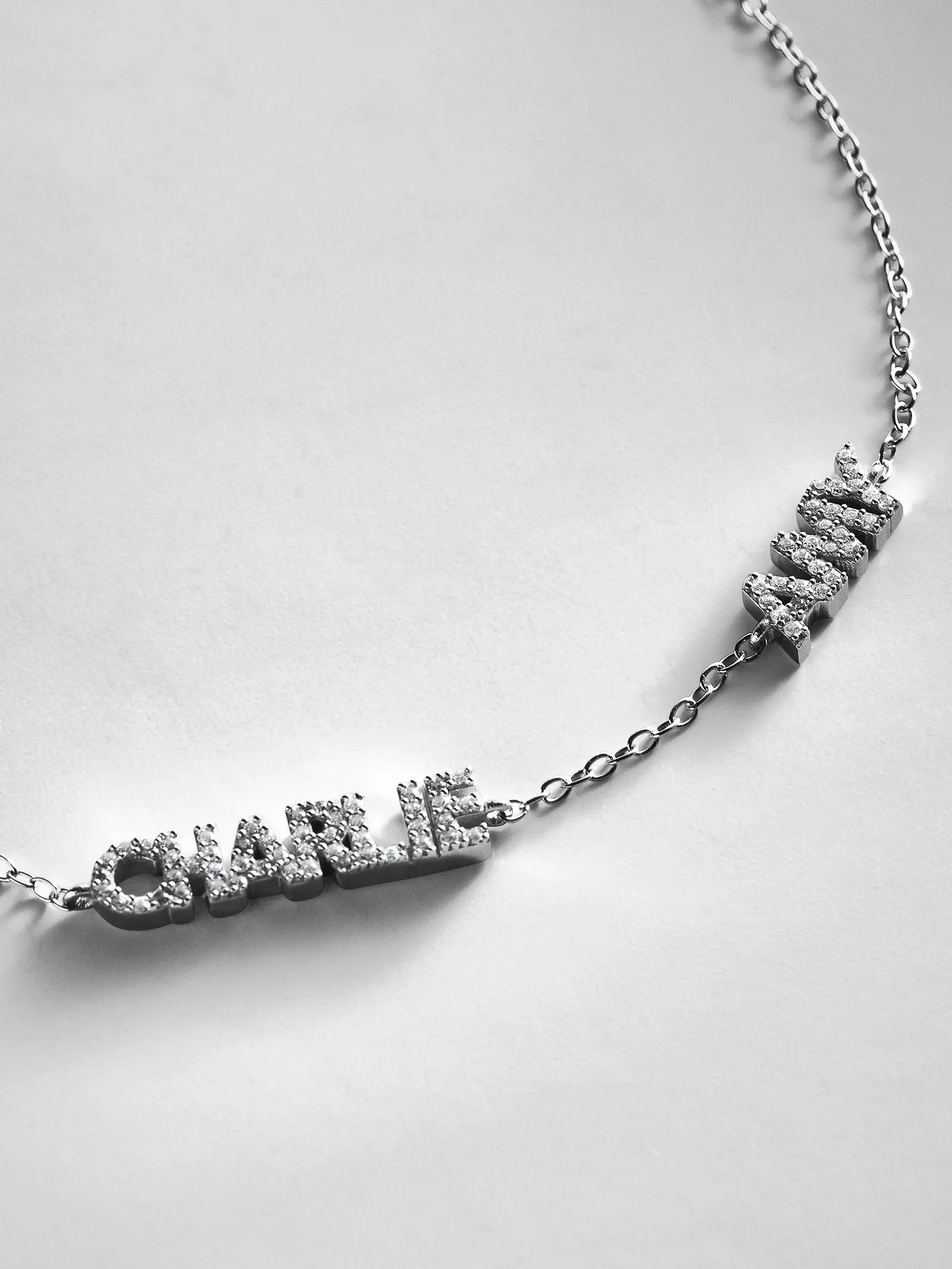 Sterling Silver/Pavé Custom Block Multi Name Bracelet - 2 Names sold by BaubleBar product image thumbnail 3