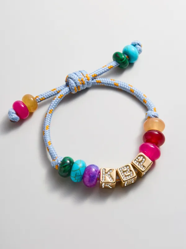 Custom Block Letter Semi-Precious Paracord Bracelet - Light Blue made by BaubleBar