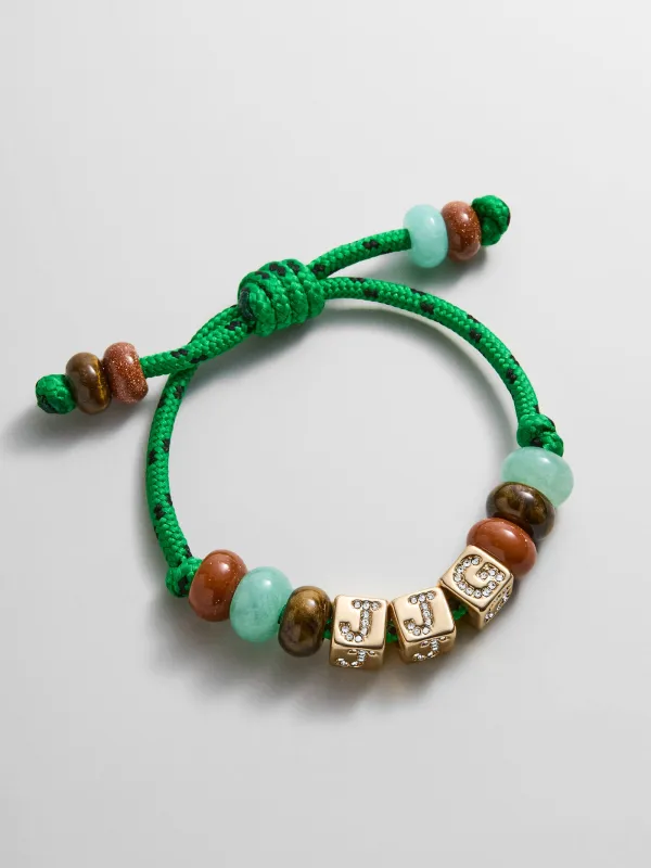Custom Block Letter Semi-Precious Paracord Bracelet - Green made by BaubleBar