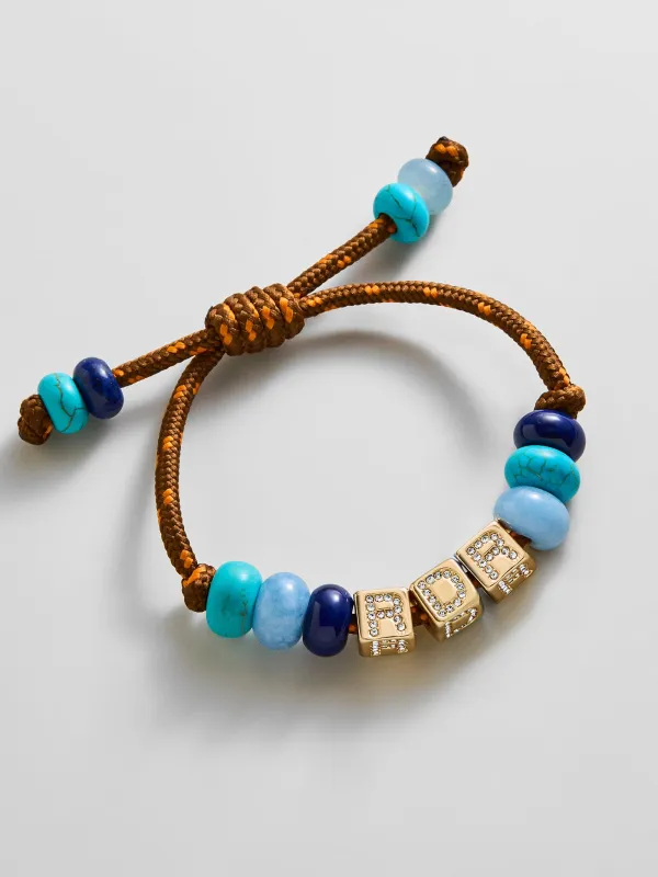 Custom Block Letter Semi-Precious Paracord Bracelet - Brown made by BaubleBar