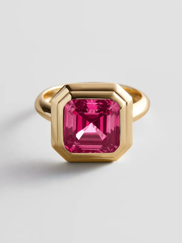 Gold Etched Bezel Custom Birthstone Ring - Ruby made by BaubleBar