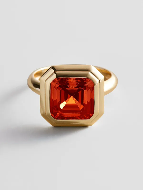 Gold Etched Bezel Custom Birthstone Ring - Garnet made by BaubleBar