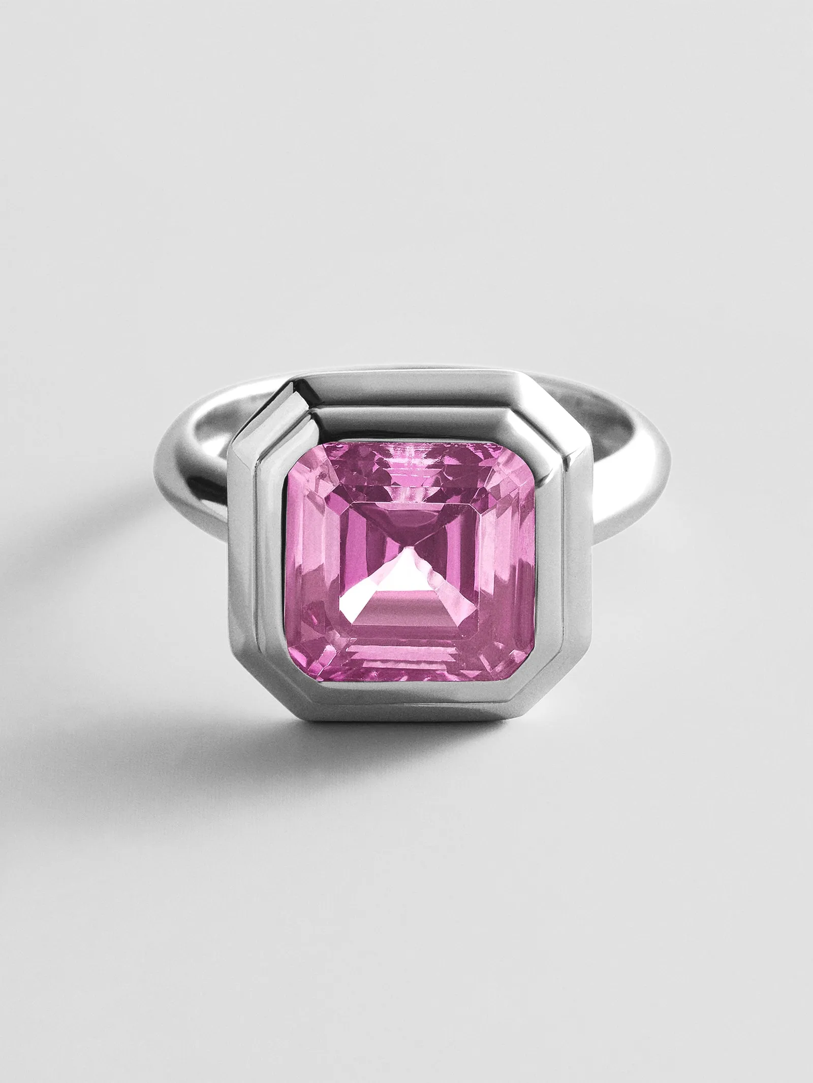Silver Etched Bezel Custom Birthstone Ring - Rose sold by BaubleBar