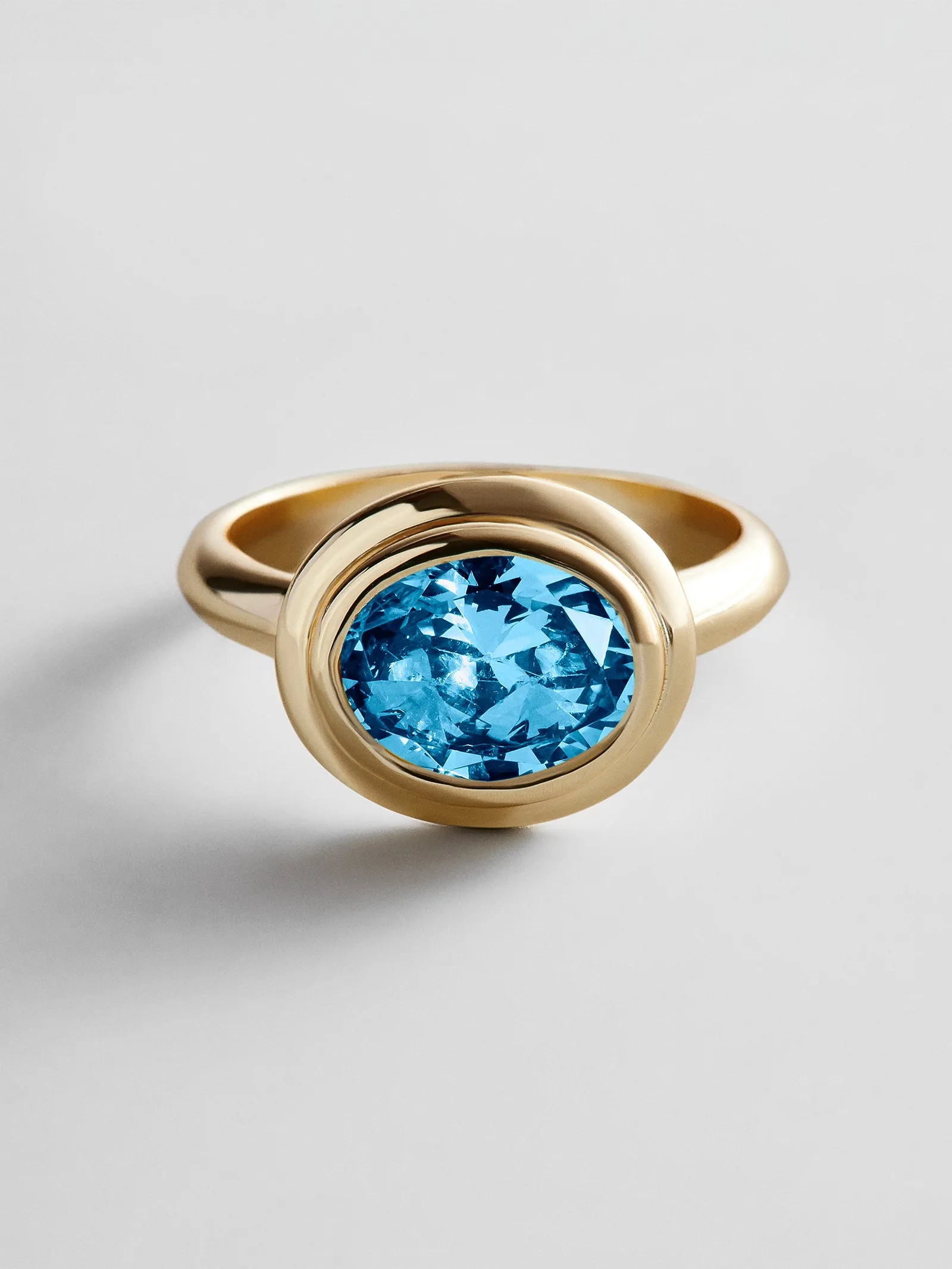 Gold Etched Bezel Custom Birthstone Ring - Blue Zircon sold by BaubleBar product image thumbnail 4