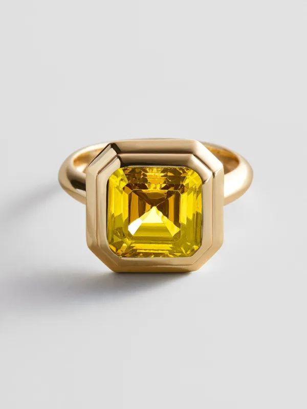 Gold Etched Bezel Custom Birthstone Ring - Topaz made by BaubleBar