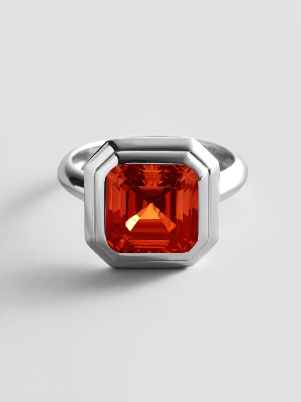 Silver Etched Bezel Custom Birthstone Ring - Garnet made by BaubleBar