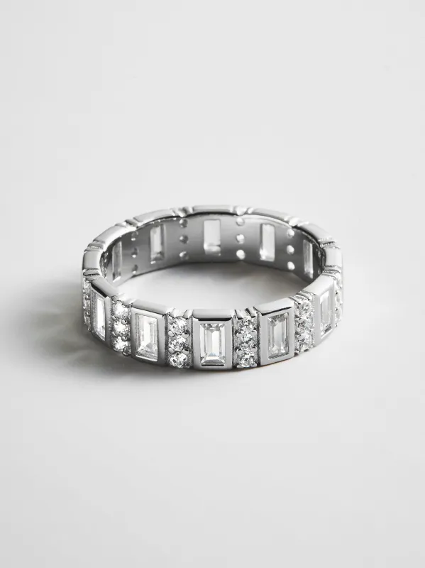 Isabella Sterling Silver Cigar Band - Silver/Pavé made by BaubleBar