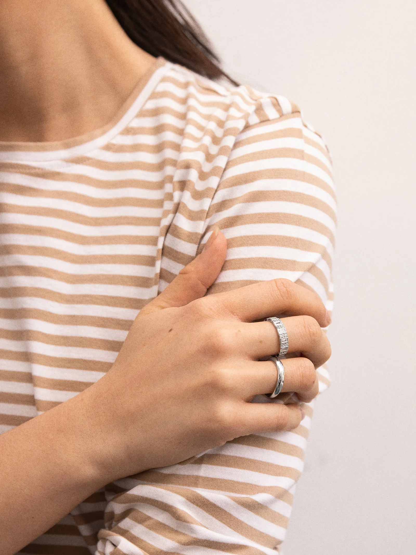 Isabella Sterling Silver Cigar Band - Silver/Pavé sold by BaubleBar product image thumbnail 2