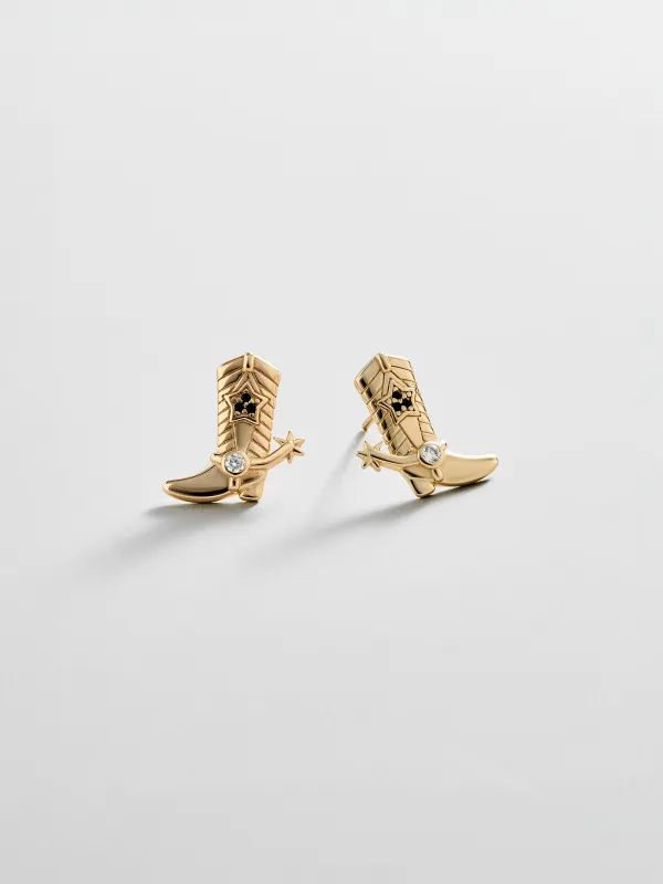 14K Gold Just For Fun Earrings - Cowboy Boot made by BaubleBar