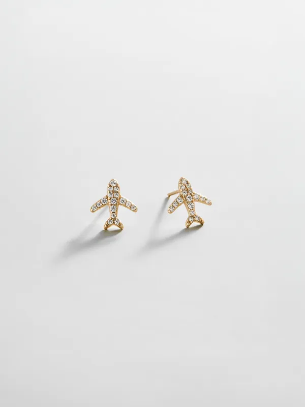 14K Gold Just For Fun Earrings - Airplane made by BaubleBar