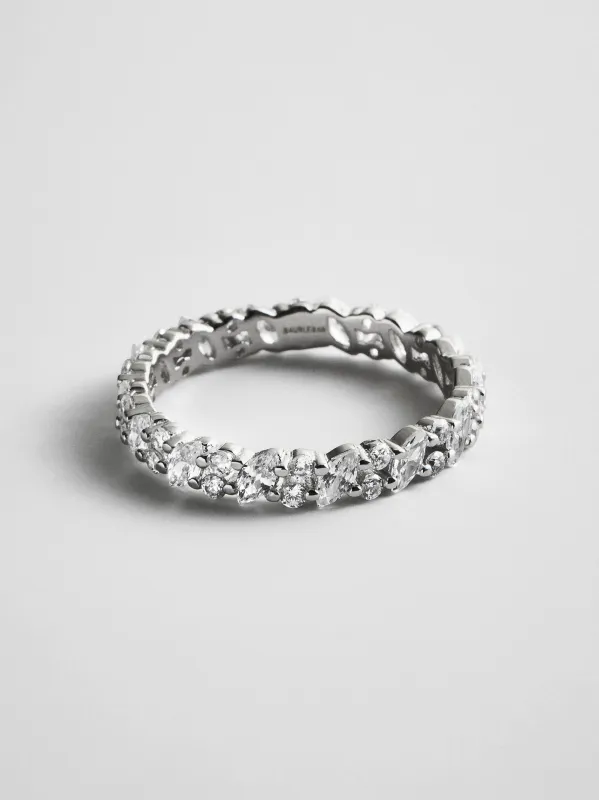 Alexandra Sterling Silver Crystal Ring - Silver/Pavé made by BaubleBar
