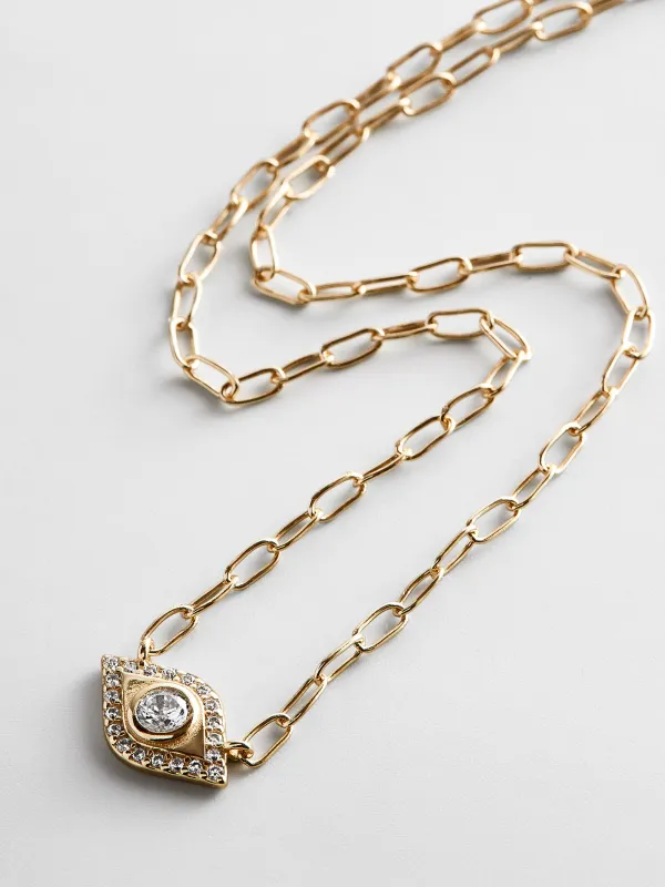 Evil Eye 14K Gold Hera Necklace - Gold/Pavé made by BaubleBar