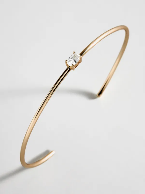 Valentina 14K Gold Cuff Bracelet - Gold Cuff, Oval Stone made by BaubleBar