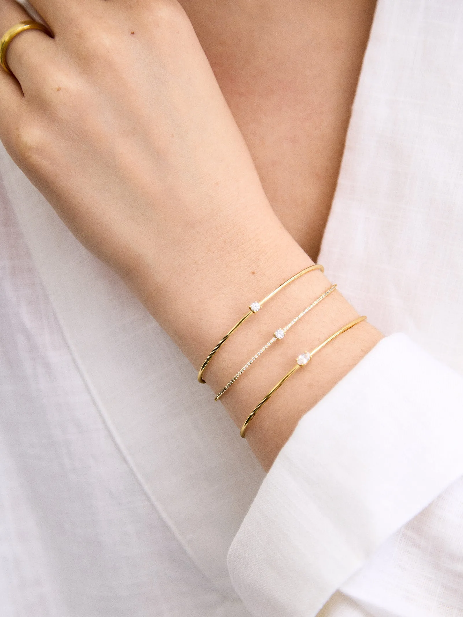 Valentina 14K Gold Cuff Bracelet - Gold Cuff, Oval Stone sold by BaubleBar product image thumbnail 2