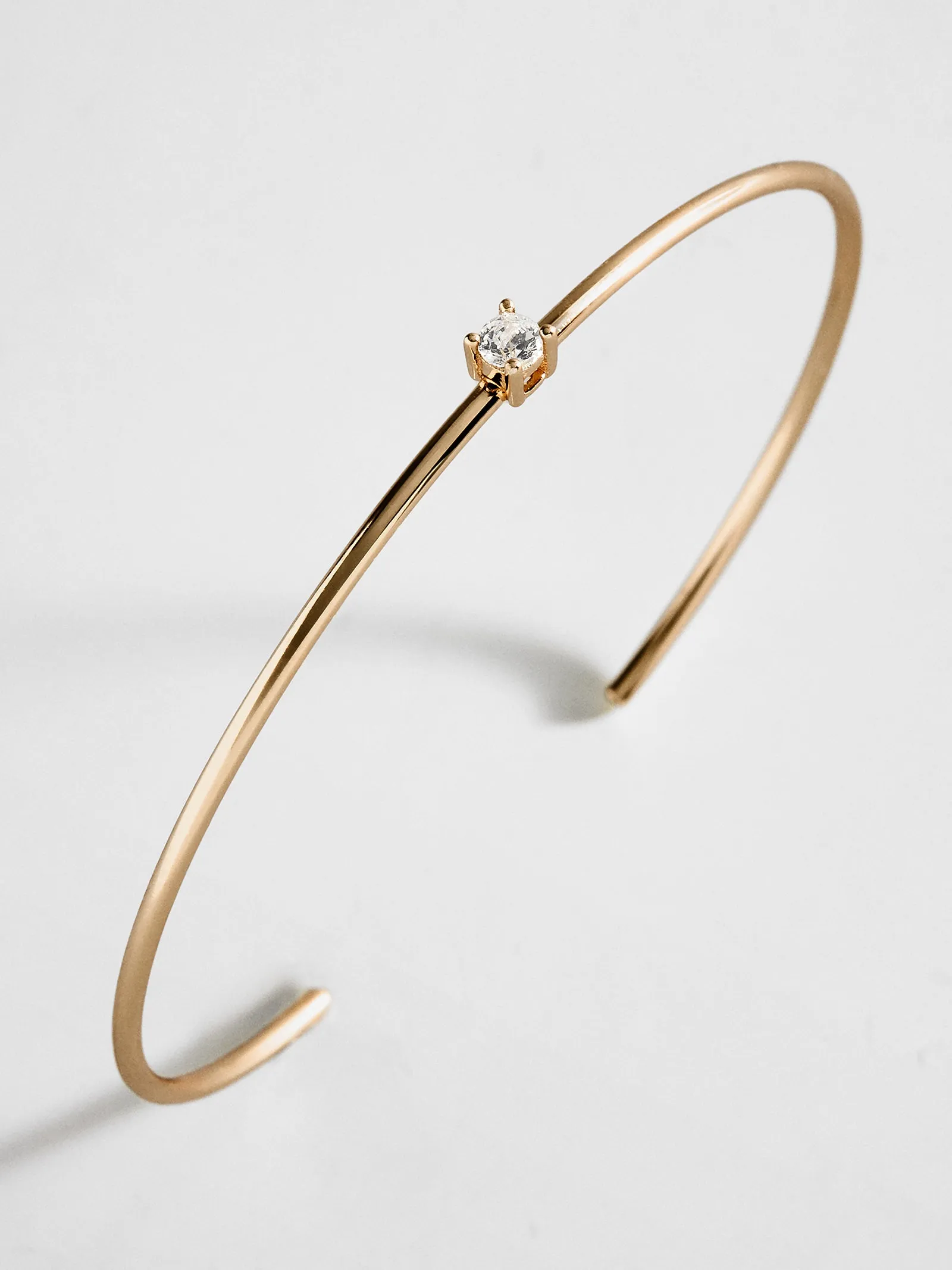 Valentina 14K Gold Cuff Bracelet - Gold Cuff, Round Stone sold by BaubleBar