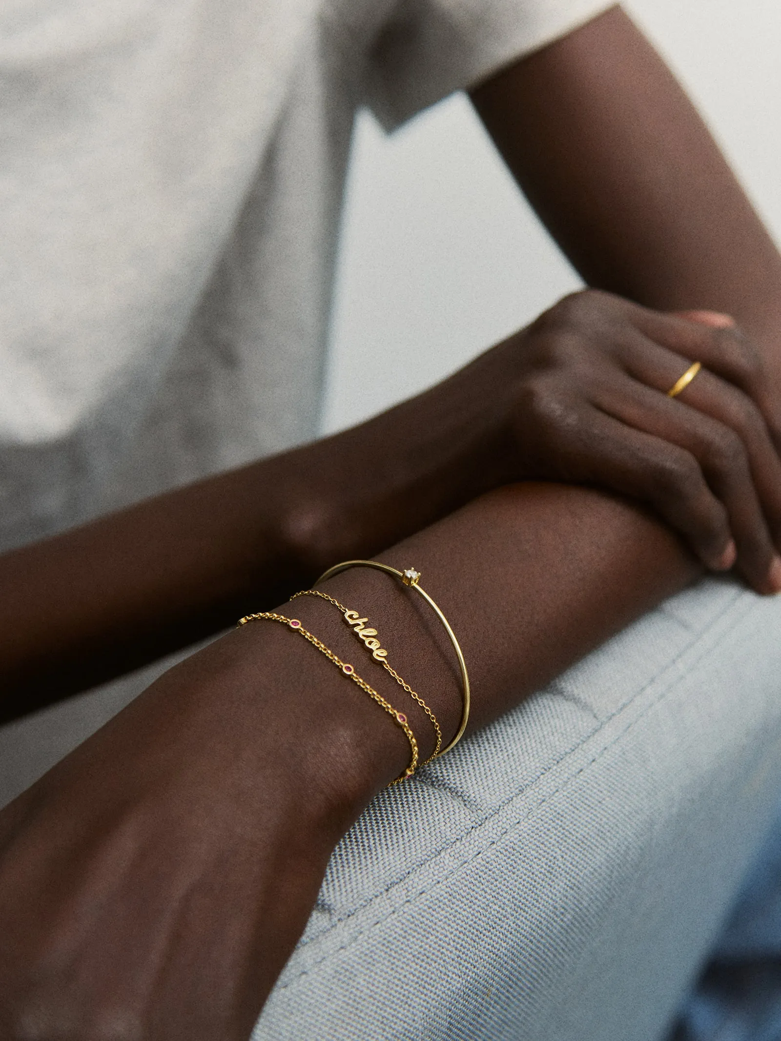 Valentina 14K Gold Cuff Bracelet - Gold Cuff, Round Stone sold by BaubleBar product image thumbnail 2