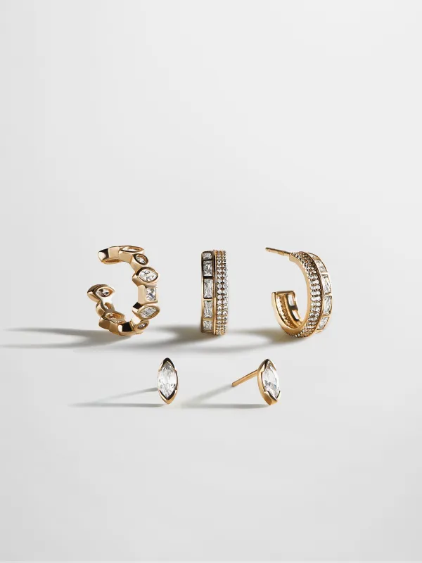 Maeve 14K Gold Earring Set - Gold/Pavé made by BaubleBar