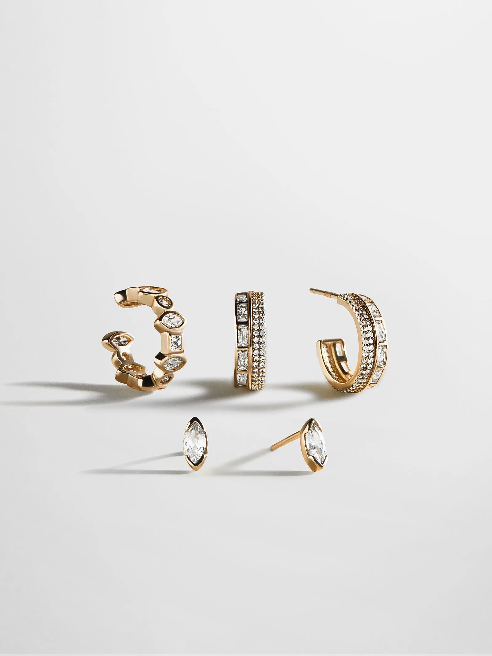 Maeve 14K Gold Earring Set - Gold/Pavé sold by BaubleBar