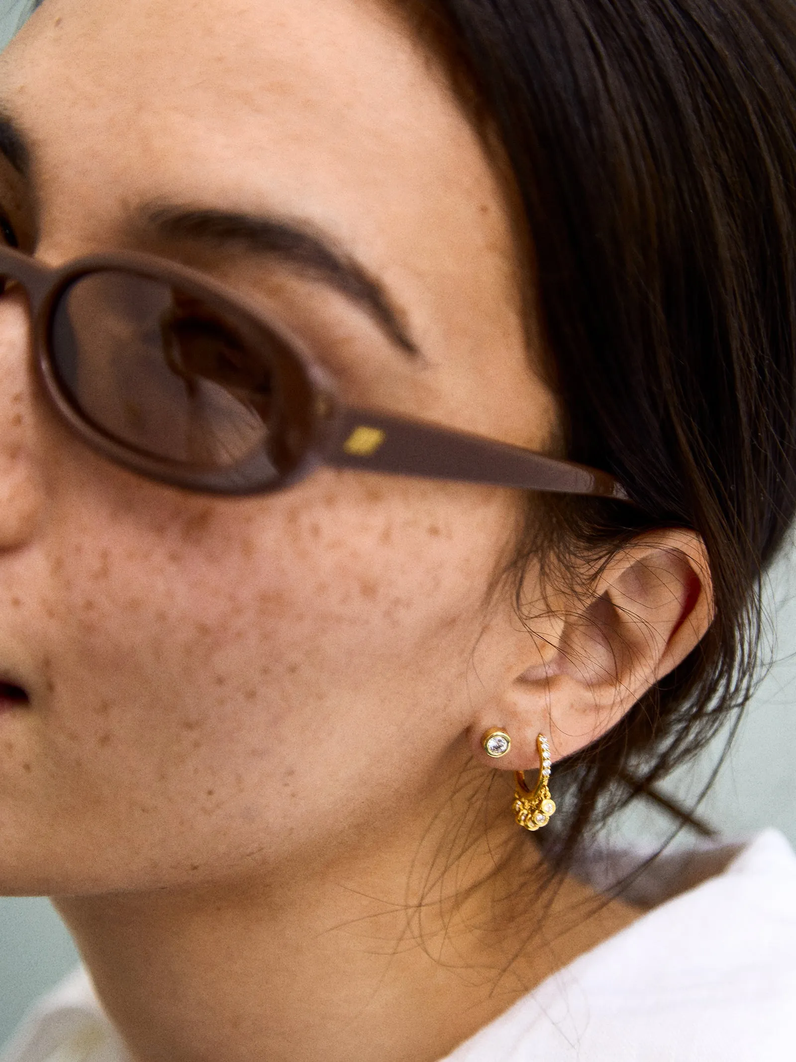 Annabeth 14K Gold Stud Earrings - Round Stone sold by BaubleBar product image thumbnail 2