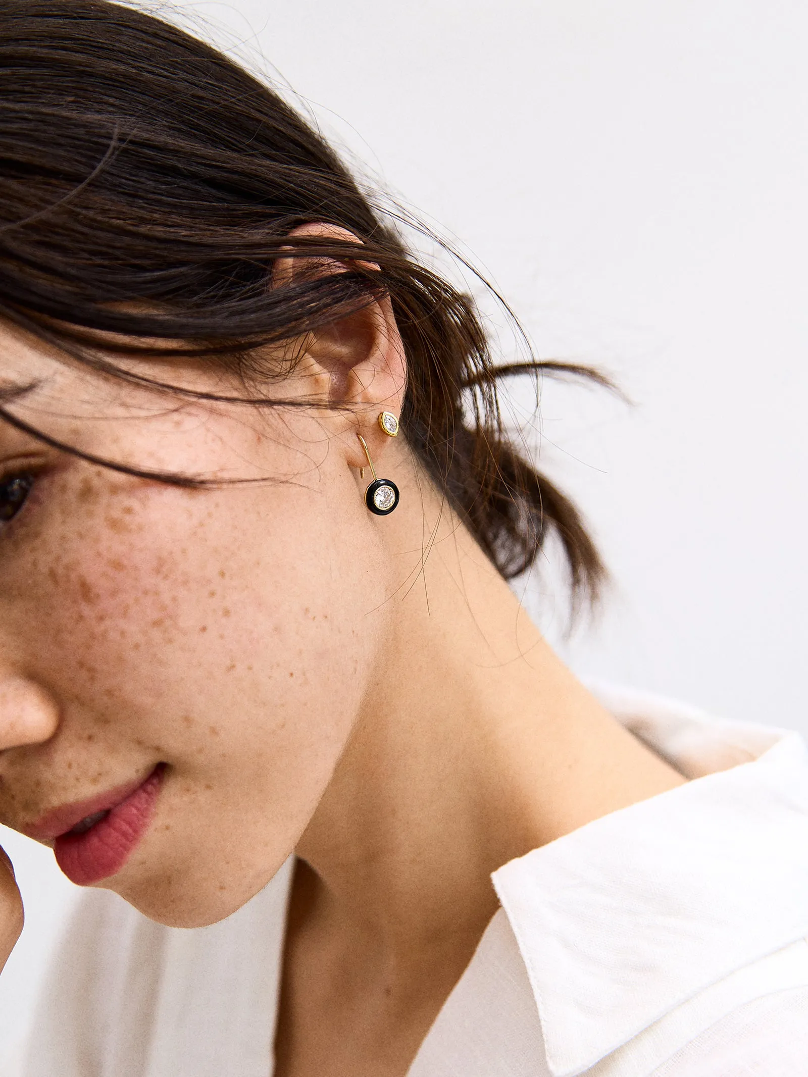 Elaine 14K Gold Stud Earrings - Marquise Stone sold by BaubleBar product image thumbnail 2