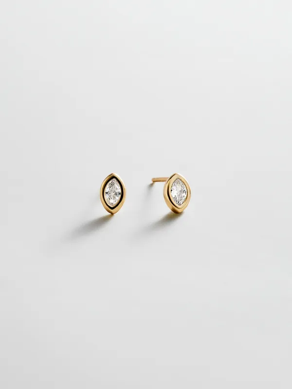 Elaine 14K Gold Stud Earrings - Marquise Stone made by BaubleBar