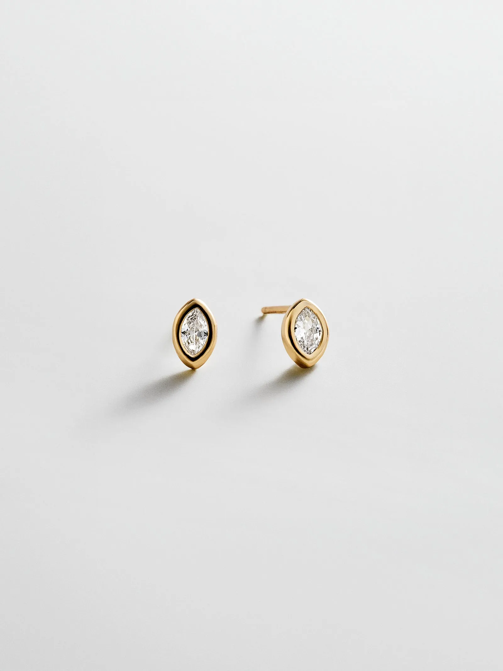 Elaine 14K Gold Stud Earrings - Marquise Stone sold by BaubleBar