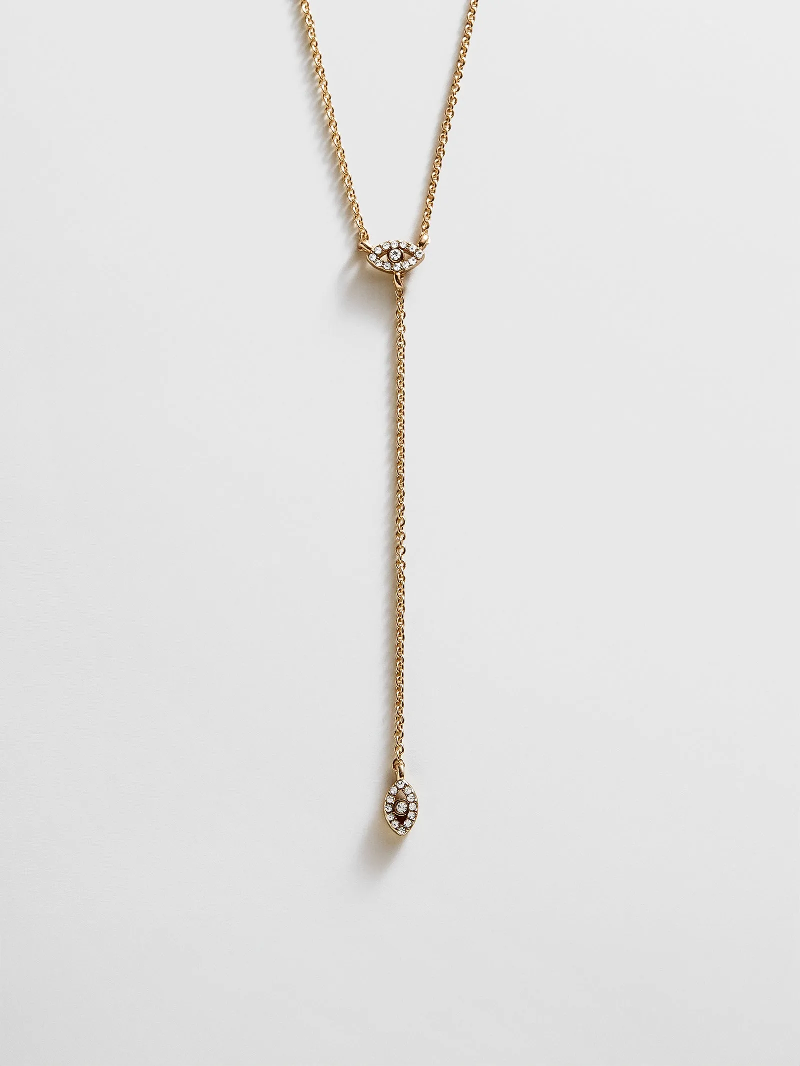 Evil Eye Lariat Necklace - Gold/Pavé sold by BaubleBar