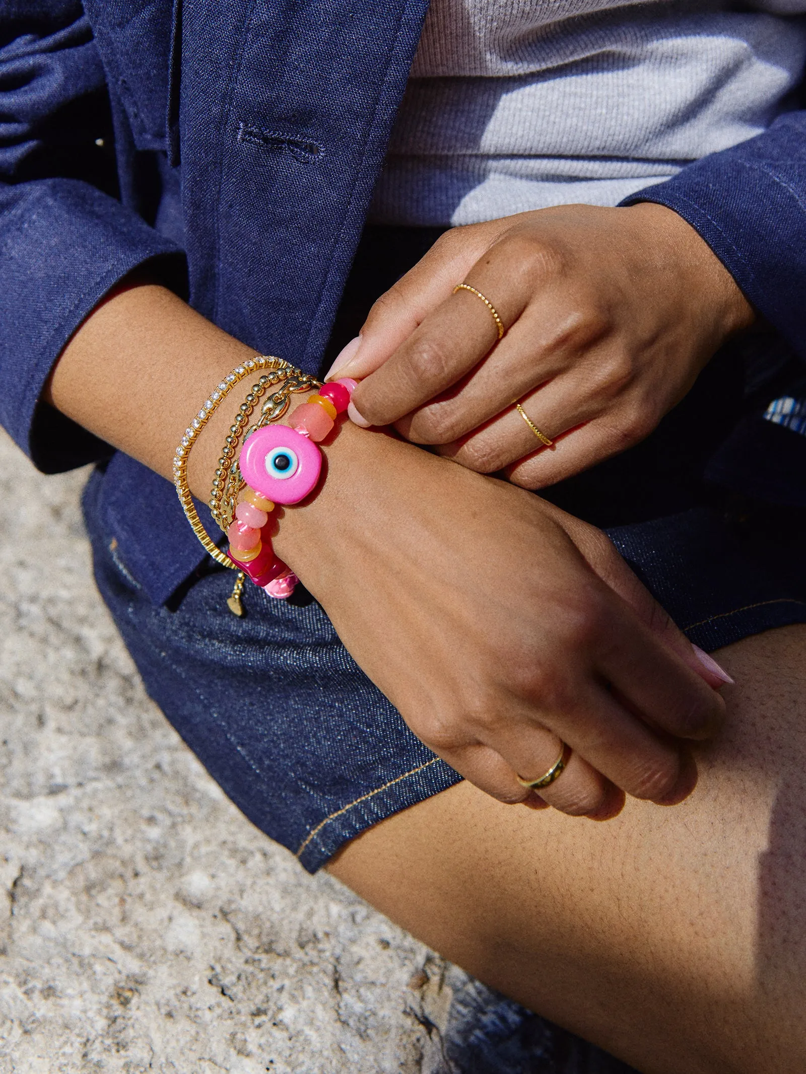Bright Eyed Beaded Bracelet - Pink sold by BaubleBar product image thumbnail 2