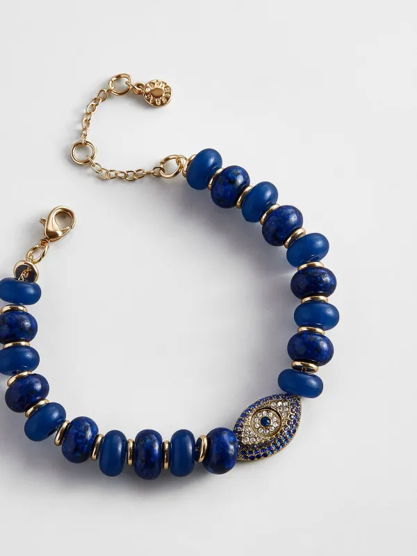 Eye Catcher Evil Eye Semi-Precious Bracelet - Navy made by BaubleBar