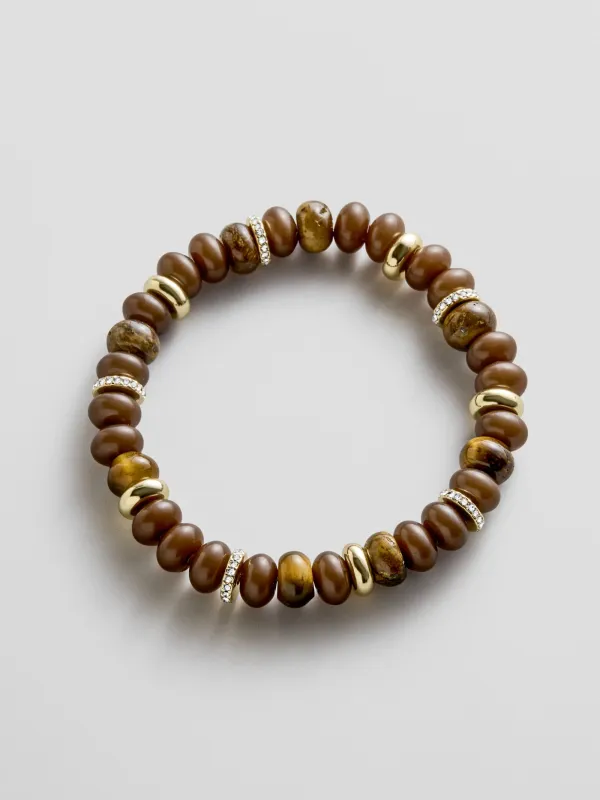 Kelly Semi-Precious Beaded Bracelet - Tiger's Eye made by BaubleBar