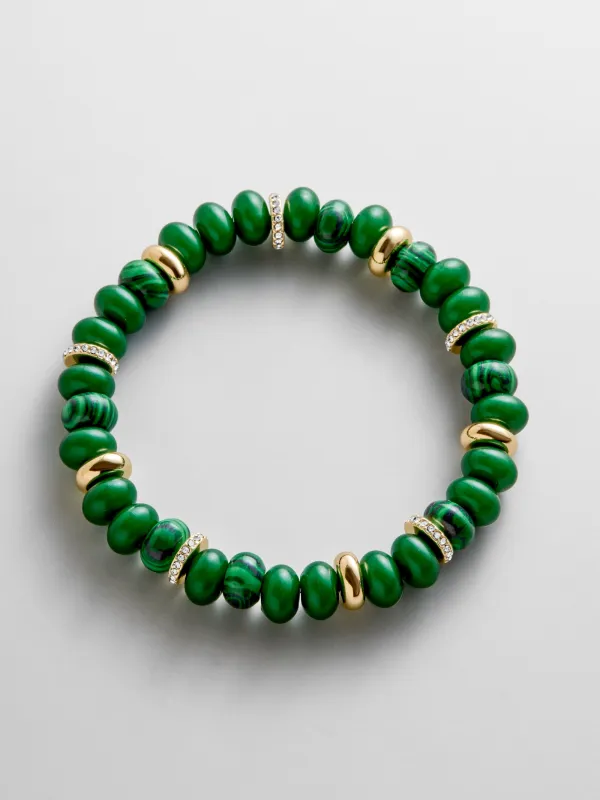 Kelly Semi-Precious Beaded Bracelet - Malachite made by BaubleBar