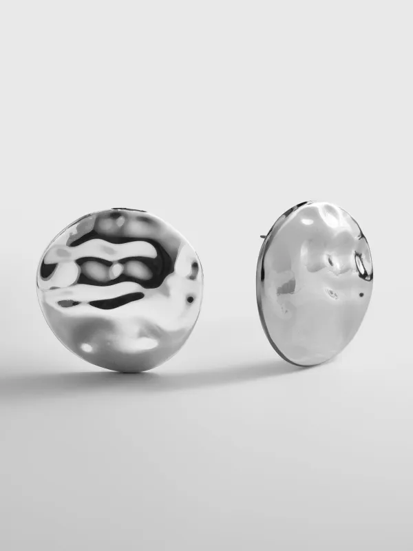 Odette Hammered Statement Studs - Silver made by BaubleBar