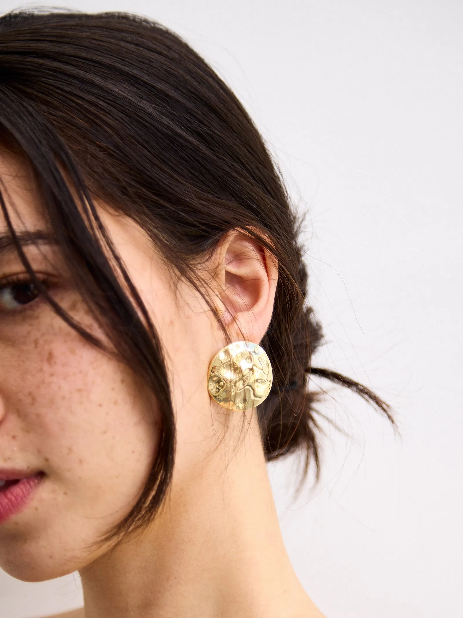 Odette Hammered Statement Studs - Gold sold by BaubleBar product image thumbnail 2