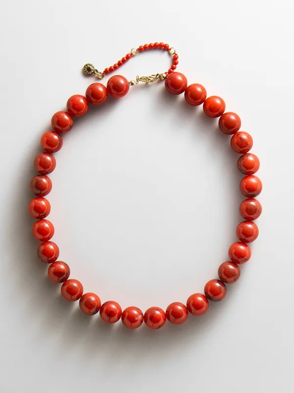 Mini Jane Beaded Necklace - Red Jasper made by BaubleBar