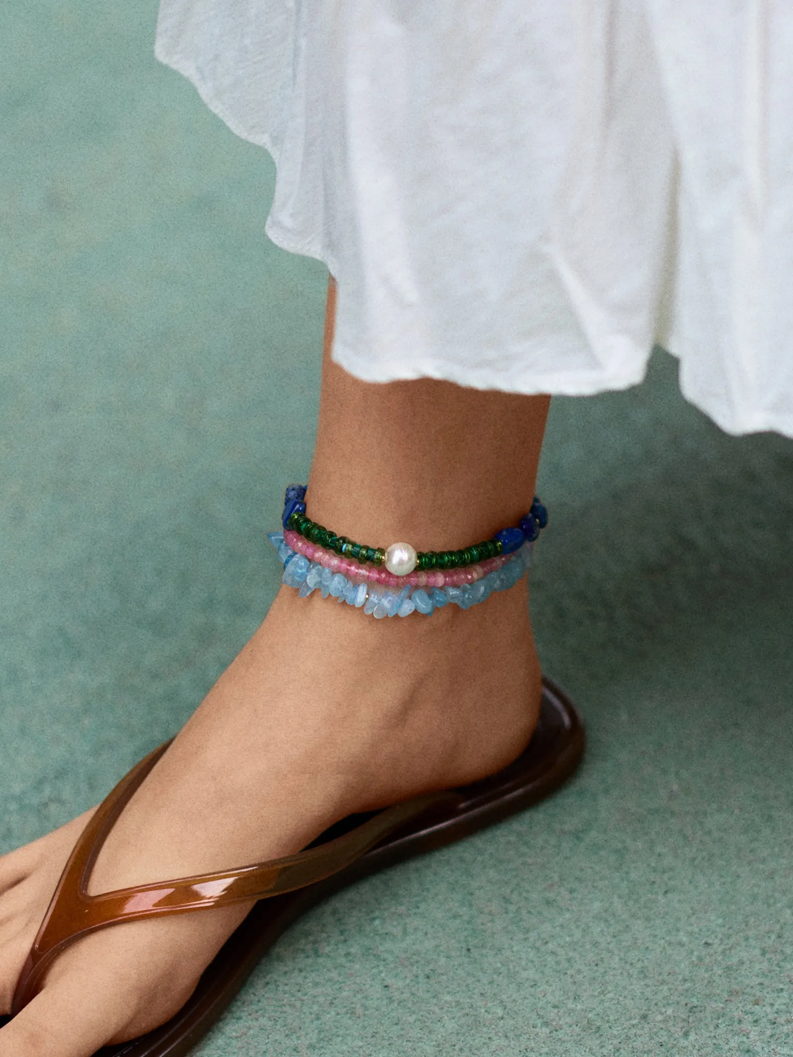 Brooke Semi-Precious Waterproof Anklet Set - Muted Multi sold by BaubleBar product image thumbnail 2