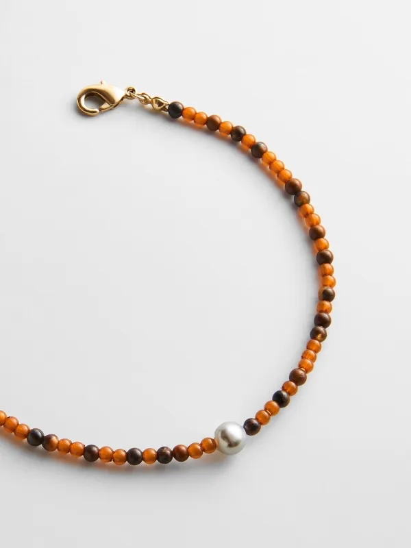 Kyanna Semi-Precious Waterproof Anklet - Tiger's Eye made by BaubleBar