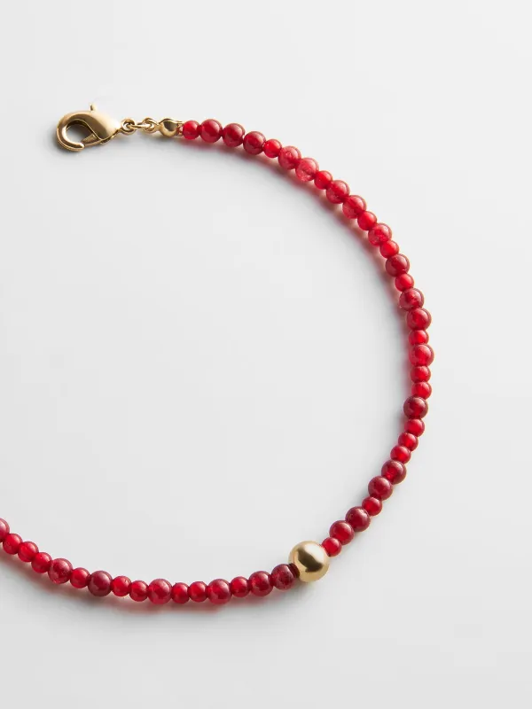 Kyanna Semi-Precious Waterproof Anklet - Red Jasper made by BaubleBar