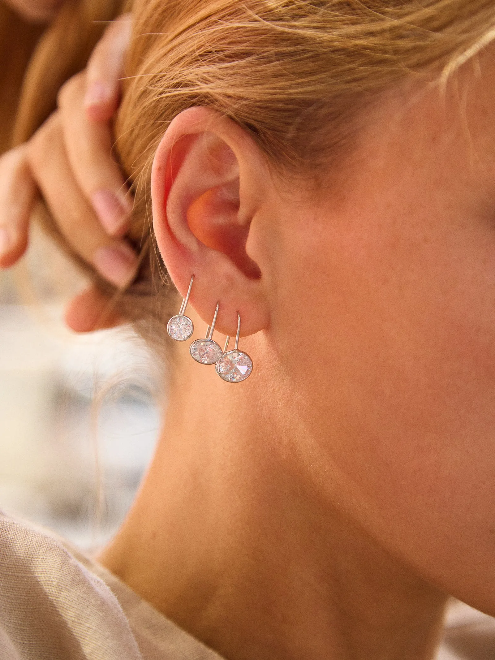 Fallon Sterling Silver Bezel Earrings - Silver sold by BaubleBar product image thumbnail 2