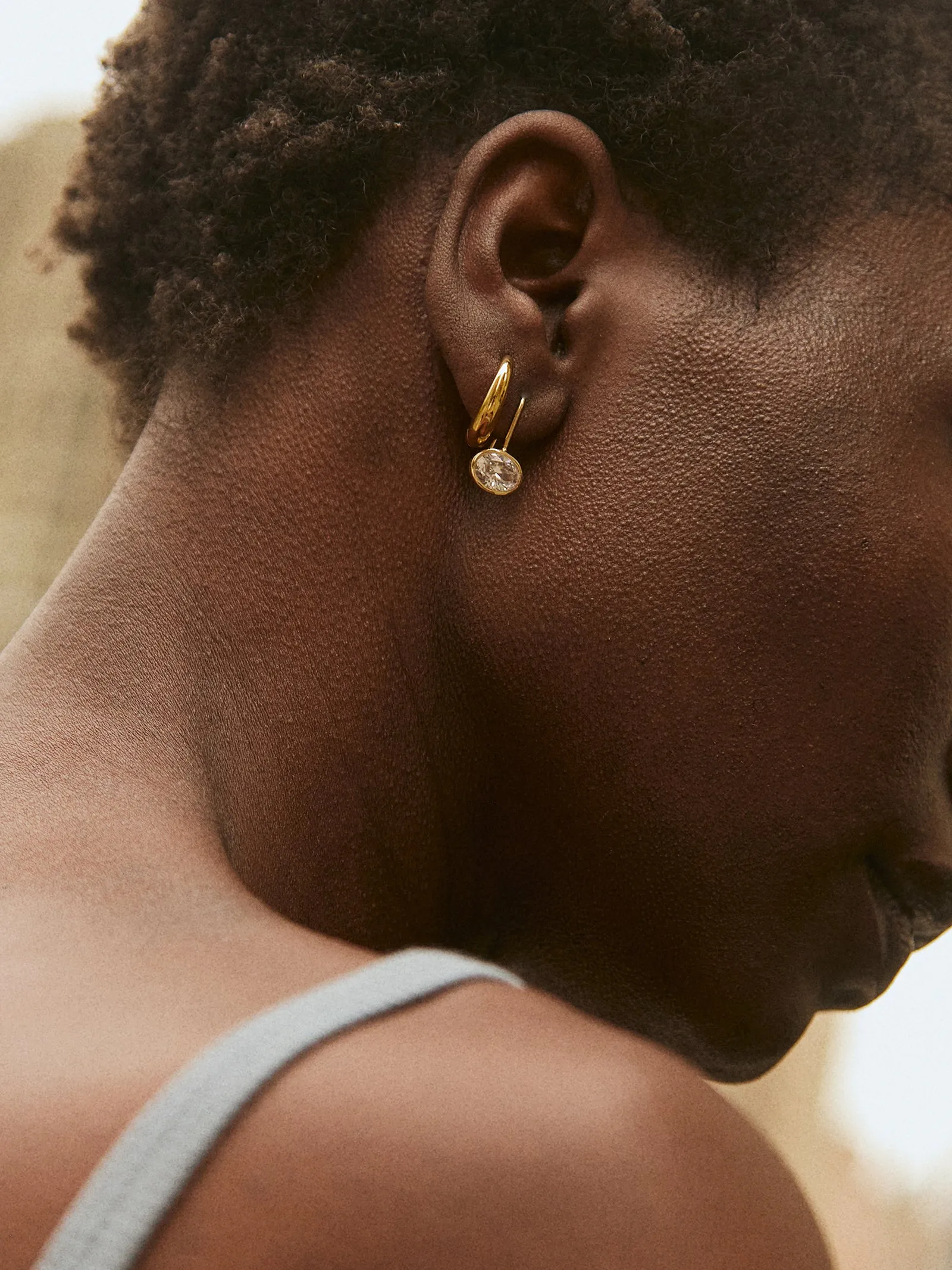 Fallon 14K Gold Bezel Earrings - Gold sold by BaubleBar product image thumbnail 4