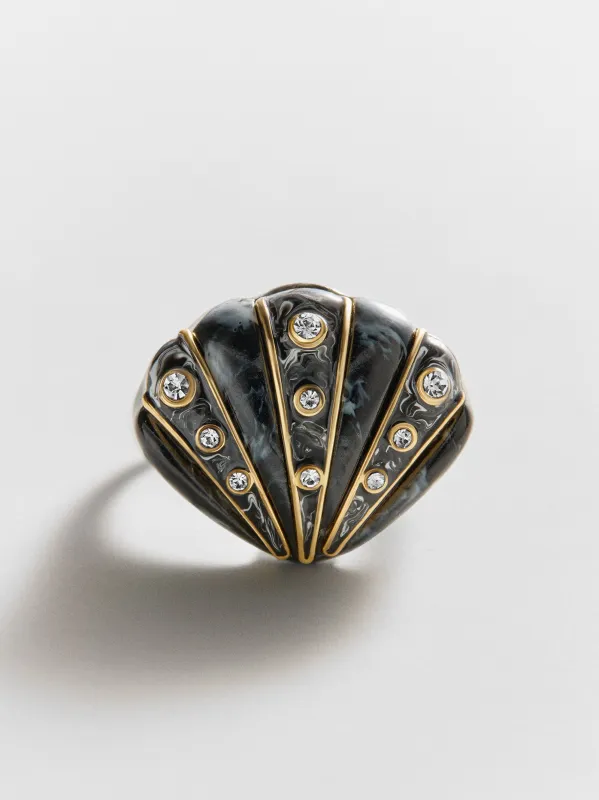 Nikki Shell Statement Ring - Black made by BaubleBar